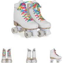 Byox Rollschuhe Donna weiß, PU-Rollen mit Glitzer, ABEC-5 Lager, Größe L (39-42)