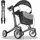 eloneo Carbon Rollator faltbar und leicht mit Sitz Gehhilfe für Senioren grau