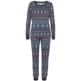 LASCANA Damen Pyjama dunkelblau gemustert Gr.32/34