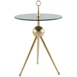 Kayoom Beistelltisch Grau, Gold, Metall, Glas, rund, 46x52x46 cm