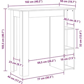 vidaXL Bartisch 102 x 50 x 103,5 cm Schwarz