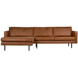 Woood Ecksofa Rodeo Lederoptik, moderne Chaiselongue links, cognacbraun, komfortabel gepolstert