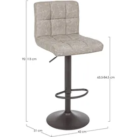 BIZZOTTO Barhocker Greyson 2er-Set aus Kunstleder, klassisch höhenverstellbar, hellgrau, gepolstert