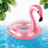 Yisscen Aufblasbar Flamingo Schwimmring, 90cm Aufblasbarer Schwimmreifen, Glitzer Rosa Pool Schwimmring, Sommer Schwimmhilfe Wasserspielzeug für Sommerparty, Erwachsene, Kinder Schwimm Pool Ring