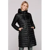 Soccx Damen Leichter Steppmantel mit Kapuze Black L - L