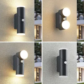 LINDBY Außenwandleuchte Aluminium 10,6 cm x 6,5 cm x 22,0 cm mit Bewegungsmelder schwarz