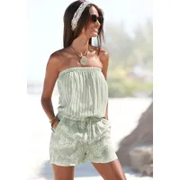 LASCANA Kurzoverall mit Alloverprint, sommerlicher Jumpsuit, Bandeau grün 42