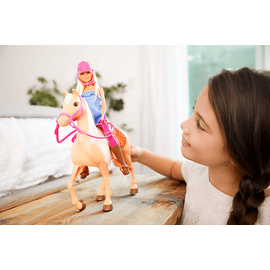 Barbie Pferd & Puppe blonde Haare