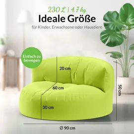 Green Bean Indoor, Hellgrün, Textil, Füllung: EPS Mikroperlen,Styroporkugeln,Styroporkugeln, Rund, 90x50x50 cm, Hergestellt in Deutschland, Gartenmöbel, Outdoor-Sitzsäcke