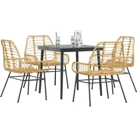 vidaXL 5-teiliges Garten-Esszimmerset Braunes Polyrattanglas