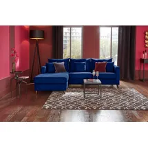 Home Affaire Ecksofa HOME AFFAIRE "Renesse L-Form", blau, B:234cm H:90cm T:160cm, Samtvelours 100% Polyester;Luxus-Microfaser ALTARA NUBUCK (100% Polyester), Sofas, Ecksofa, lose Kissen, Keder an Sitzkissen