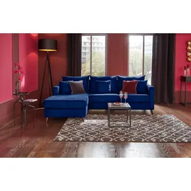 Home Affaire Ecksofa HOME AFFAIRE "Renesse L-Form", blau, B:234cm H:90cm T:160cm, Samtvelours 100% Polyester;Luxus-Microfaser ALTARA NUBUCK (100% Polyester), Sofas, Ecksofa, lose Kissen, Keder an Sitzkissen