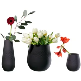 Villeroy & Boch Manufacture Collier Vasen-Set Carré 3-teilig noir