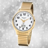 Regent Herrenuhr gold Elegant Funkuhr Analog-Digitaluhr URFR209