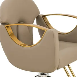 Physa Friseurstuhl mit Fußstütze - 53 - 64 cm 180 kg Beige Barberstuhl Friseursessel höhenverstellbar