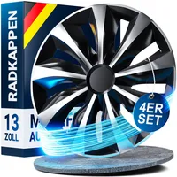 WERKTHOR Premium Radkappen 13-16 Zoll - Radkappen 13 Zoll 4er Set in Schwarz/Silber für idealen Felgenschutz - Schlagfest & bruchsicher - Autofelgen Radblenden