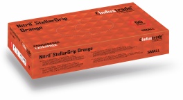 Meditrade Nitril StellarGrip Einmalhandschuhe, puderfrei, orange, Unsterile Einmalhandschuhe mit Rollrand, 1 Karton = 10 Packungen à 50 Einmalhandschuhe, Größe S