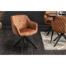 Riess-Ambiente Stuhl EUPHORIA braun Samt Armlehne Metallgestell schwarz
