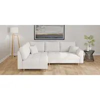 Home Affaire Ecksofa HOME AFFAIRE "CHARRE L-Form mit Ottomane, Maße B/T/H: 231/161/81 cm", weiß, B:231cm H:81cm T:161cm, 100% Polyester, Sofas, Ecksofa, feine Steppung, lose Rücken- und Zierkissen, auch in Cord und Bouclé