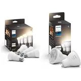 Philips Hue White E27 LED Lampen 4-er Pack (800 lm) & White GU10 LED Spots 2-er Pack (400 lm)