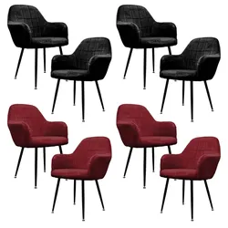ECD Germany Esszimmerstühle Esszimmerstuhl Wohnzimmerstühle Stühle 8er Set Bordeaux Schwarz