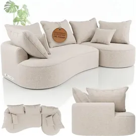 Juskys Sofa Tirano - Ecksofa L-Form, inkl. Kissen, 4-Sitzer Eckcouch, Bouclé Creme &