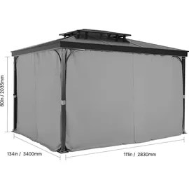 Vevor Seitenwand für Pavillon 2,83 x 3,40 x 2,04 m Grau