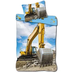 Baby Bettwäsche Kran Bagger LKW Baustelle 100 x 135 cm