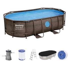 BESTWAY Power Steel Swim Vista Series Set 427 x 250 x 100 cm rattanoptik inkl. Filterpumpe