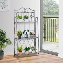Outsunny Pflanzregal 44 x 25 x 96 cm Grau