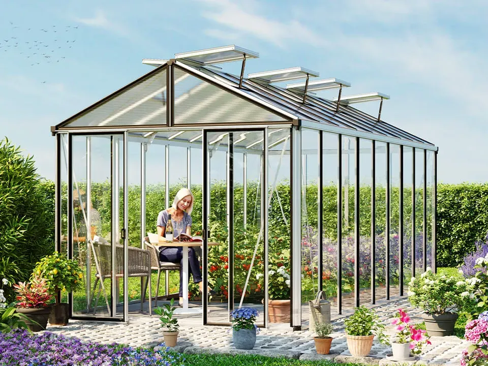 GFP Pro 263 x 575 cm Serre de jardin, revêtement par poudre anthracite, RAL 7016 - (GFPV00720)