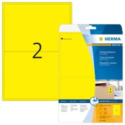 HERMA Farbige Etiketten 199,6 x 143,5 mm, 40 Etiketten, gelb, ablösbar