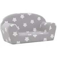 vidaXL Kindersofa 2-Sitzer Hellgrau mit Sternen