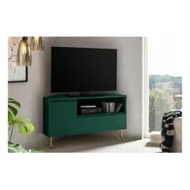 SalesFever Eck TV-Lowboard 100 x 58 x 50 cm Grün/Gold MDF/Metall
