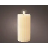 Lumineo LED Wachskerze Creme 17,3 x 7,5 cm, geriffelt,