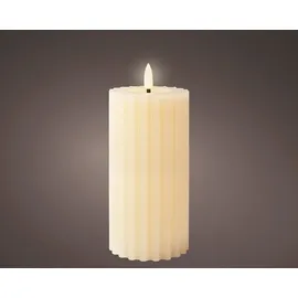Lumineo LED Wachskerze Creme 17,3 x 7,5 cm, geriffelt,