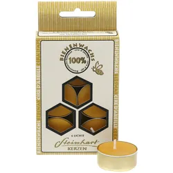 Steinhart Kerzen 100% Bienenwachs Teelichte in Aluhülle 6er-Pack