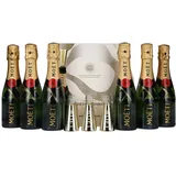 Moët & Chandon Champagne AT HOME PACK 12% Vol. 6x0,2l in Geschenkbox mit Bottle Sippers