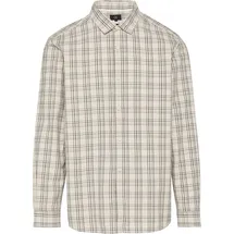 QS Regular Fit: Kariertes Struktur-Hemd aus Baumwolle - beige|grau XL