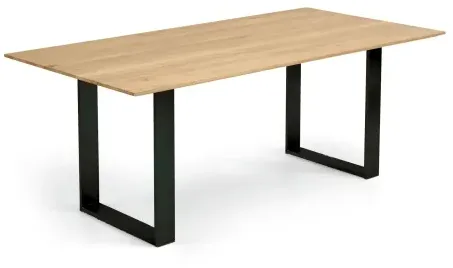 Niehoff Oak Edition Tisch 160x90cm Eiche bianco, Kante Cubic, Kufengestell Eisen schwarz