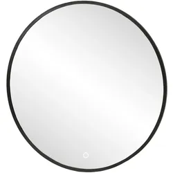 Spiegelpaneel WELLTIME, schwarz, B:80cm H:80cm T:2,6cm Ø:80cm, Metall, Spiegel