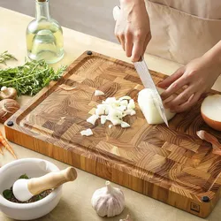 ZAYIKO Schneidebrett aus Teakholz ‚Äì Hygienisch, Antibakteriell & Pflegeleicht | Holzbrett 43x30,5x3,5 cm für Küche & Grill | Schneidebrett aus Holz für Fleisch, Gemüse & Brot