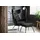 KAWOLA Ohrensessel LOTTE Velvet 79 x 117 x 80 cm Schwarz mit Hocker