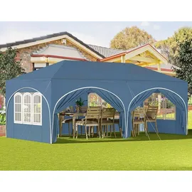 Woltu Pavillon 3 x 6 m inkl. 6 Seitenteile Blau