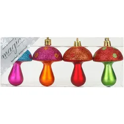 4 Fliegenpilze Christbaumschmuck Kunststoff Weihnachtskugeln Anhänger Mille Fiori