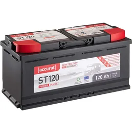 Accurat Semi Traction ST120 AGM Batterie - 12V, 120Ah, zyklenfest, bis 30% mehr Kapazität - VRLA Versorgungsbatterie, Bootsbatterie, Solarbatterie, Aufbaubatterie für Wohnwagen, Camper