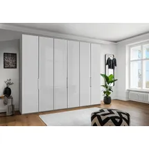 Wiemann Drehtürenschrank WIEMANN "Monaco, Kleiderschrank, Schrank, Wäscheschrank, mit edler Glasfront", grau (kieselgrau, dekor, glas weiß), B:295,2cm H:216cm T:58cm, Floatglas, Holzwerkstoff, Schränke, Drehtürenschrank, hochwertigen Beschläge inkl.