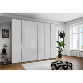 Wiemann Drehtürenschrank WIEMANN "Monaco, Kleiderschrank, Schrank, Wäscheschrank, mit edler Glasfront", grau (kieselgrau, dekor, glas weiß), B:295,2cm H:216cm T:58cm, Floatglas, Holzwerkstoff, Schränke, Drehtürenschrank, hochwertigen Beschläge inkl.