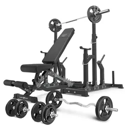Set MS2_2.0_83KG | Doppelseitige Bank + verstellbare Ständer + Stangen- und Hantelscheiben Set 83 kg - Marbo Sport