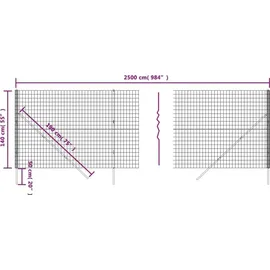 vidaXL Maschendrahtzaun Anthrazit 1,4x25 m Verzinkter Stahl -